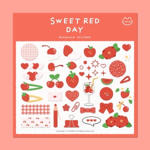 [굿노트스티커] 스위트레드데이 스티커, 쿠키즈