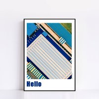 Art Poster 269 Hello 빈티지포스터 청량한느낌 여름 수영장 레트로 디자인 카페 거실 대형 액자