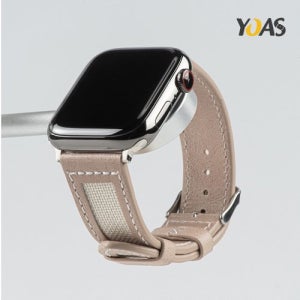 [요아스] 스퀘어 가죽 캔버스 애플워치 스트랩 42/44/45mm Y-18