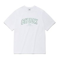 [척] 시그니처 라인 로고 티셔츠 (화이트&라이트 그린) C221XUST01WH