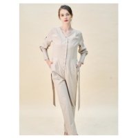 [룬케이브] Double Tuck Solid Beige Jumpsuit I246XX00052