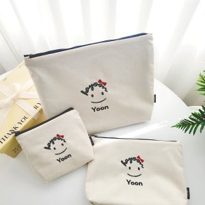 👝커스텀 이니셜 자수 방수 파우치 식판 여벌옷 파우치, 제이시크 드로잉스티치