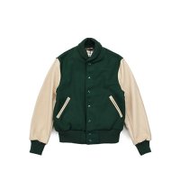 [ 골든베어 바시티 ] ,Contemporary Fit Varsity Shawl Collar Forest/Cream