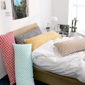 미드센츄리 베어 체커보드 직대 롱쿠션커버 100x40 5color