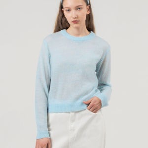 CREW NECK CROP KNIT LIGHT BLUE