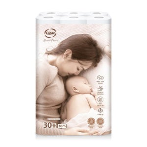 숨 [최종가 9,900원] 100% 천연펄프 클리어 데코 3겹 30m 화장지 휴지 두루마리 무형광
