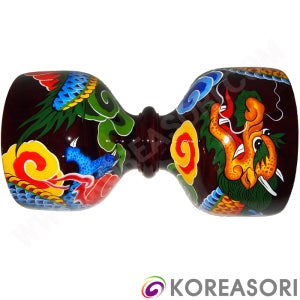 코리아소리 1.05자 * 1.0자 * 1.8자 황룡청룡그림있는 밤색 유광 우레탄 오동나무 반주장구통 / DBR-AID988T