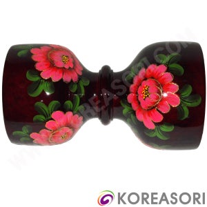 코리아소리 1.1자 * 1.05자 * 1.9자 분홍색 목단그림있는 밤색 유광 우레탄 오동나무 반주장구통 / DBR-AID099O