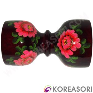 코리아소리 1.05자 * 1.0자 * 1.8자 분홍색 목단그림있는밤색 유광 우레탄 오동나무 반주장구통 / DBR-AID988O
