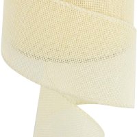 HUIHUANG BEIGE BURLAP RIBBON WIRED SOLID WIRED EDGE RIBBON 2.5인치 황마 리본