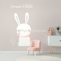 / 한국/ [디자인벽지] 스노우화이트 파스텔톤 토끼그림 아이방 맞춤제작 뮤럴벽지