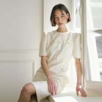 루시르주 Emily tweed one-piece cream 21SS0007