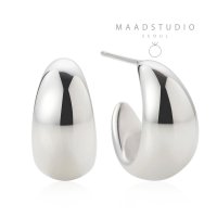 MAADSTUDIO 돔드롭 실버 물방울 볼드 링귀걸이 심플 데일리 은귀걸이 선물