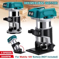 트리머 목공 5 속도 브러시리스 전기 핸드 무선 경사 소켓 나무 라우터 makita 18v 배터리 용 조각