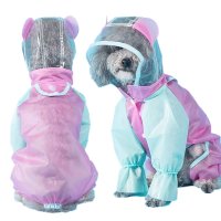 애완견 4 다리 비옷 DIY 컷 방수 자켓 소형 중형 대형 개 테디 슈나우저 야외 애완 동물 의류 코트