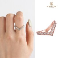 로지벨도르 브이 반지 우정 다이아 금반지 에끌라링 material color champagne ring size