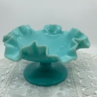 펜톤 블루 러플 캄포트 Fenton Blue Ruffle Compote