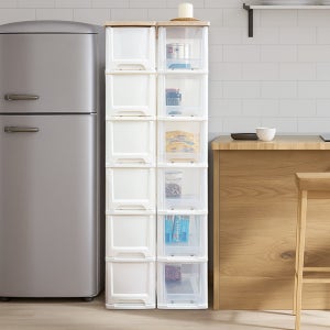 보노하우스 어반 우드상판 틈새 슬림 서랍장 6단 공간 수납장