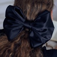 [엘리자베스 모먼트]Black Large Satin Ribbon Hair Pin