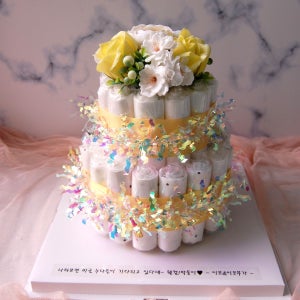 푸른 뱀띠 용띠아기 기저귀케이크 손수건케이크 친구 임신, 피움플라워