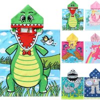 NOVFORTH KIDS BEACH TOWEL FOR BOYS GIRLS ALLIGATOR HOODED BATH TOWEL 랩 수영장 수건 후드