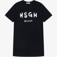 MSGM 22SS 여아 로고 프린트 반팔 티셔츠 원피스 (MS028744_110) 블랙 MS028744_110