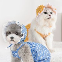 포시럽 폼폼 플라워 보닛 강아지 모자 고양이 버킷햇