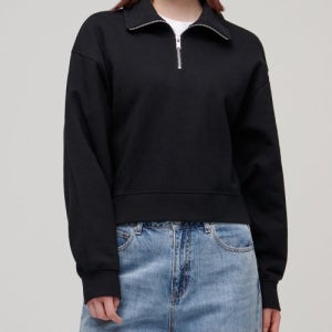 [무신사 스탠다드 우먼] 우먼즈 하프 집업 스웨트셔츠 [블랙] MWBTK1Z01-BK