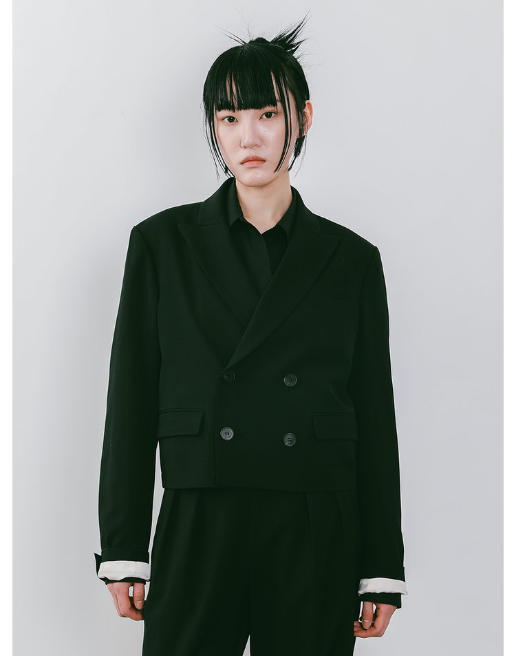 [제인송] Black Cropped Double Breasted Blazer (JVSJ101)