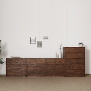 [블랙러버] 다크 C형 속이 깊은 서랍장 세트 다크러버