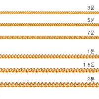 루피나 14k 18k 커브 체인 민줄 목걸이 3푼 5푼 7푼 1돈 1.5돈 2돈  14k 40cm  3푼굵기 핑크