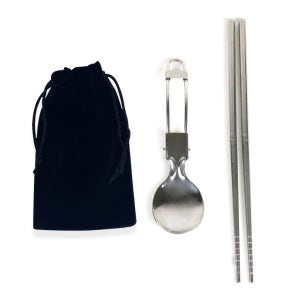 탑스코리아 휴대용 등산 캠핑 접이식 수저세트 숟가락 젓가락