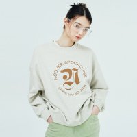 N커버 앤커버 ROMAN TYPO LOGO SWEATSHIRT-BEIGE