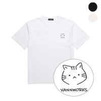 밴웍스 VANNWORKS 고양이 자수 오버핏 반팔 티셔츠 VNDTS214