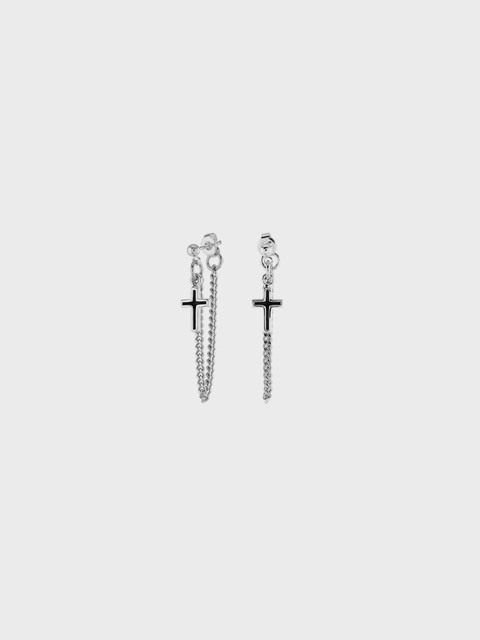 논논 EPOXY CROSS CHAIN EAR
