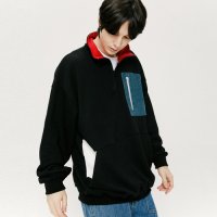 콰이어티스트 QT COLLAR BLOCK ANORAK SWEAT-BLACK