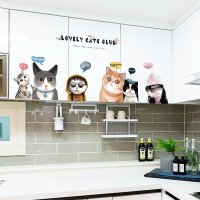 애완 동물 캐릭터 고양이 인테리어 벽 스티커