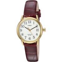 타이맥스 Timex 이지 리더 여성용 손목시계 버건디 악어가죽 스트랩 TW2R63400