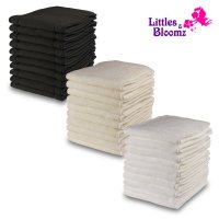 [Littles & Bloomz] 10Pcs 재사용 가능한 빨 수있는 삽입물 부스터 라이너 포켓 천 기저귀 기저귀 Microfibre 대나무 숯 삽입