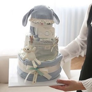 러블리 토끼 블루 3단 기저귀케이크