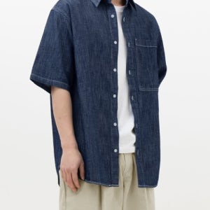[토피] TSL01 섬머 데님 하프 셔츠 (RAW INDIGO) T2S-SLDHSH41