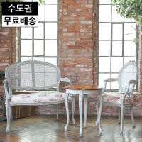 쥴리 엔틱 라탄 티테이블 세트 3인용 탁자