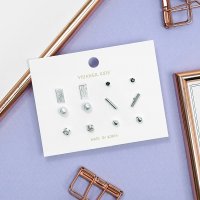 비단길 플렛티 주니어 데일리 귀걸이 12p  실버  0.5 x 1 cm