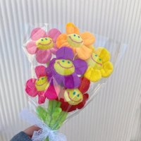 스마일 꽃 해바라기 장미 꽃다발 인형 32cm 인테리어 꾸미기 커튼 고정용 인형꽃 선물용