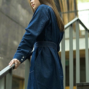 [마린엣보우] 스티치 포인트 허리끈 원피스
