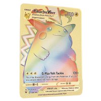 레인보우 피카추 vmax 황금 포켓몬 카드 영어 철 금속 pokmo 편지 어린이 선물 게임 컬렉션 카드