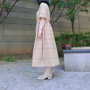 보더 스트라이프 코튼 원피스 , 포에버마리