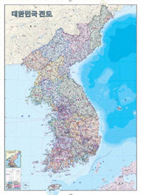 대한민국전도 : 행정 (코팅 원지/부착용) : 단면(축척 1:1,050,000)