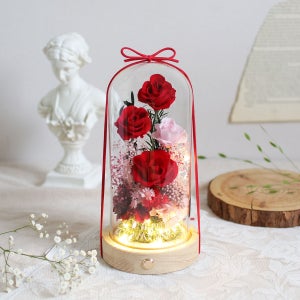 프리저브드플라워유리돔 장미무드등 여자친구꽃선물 로즈데이, 스위트피