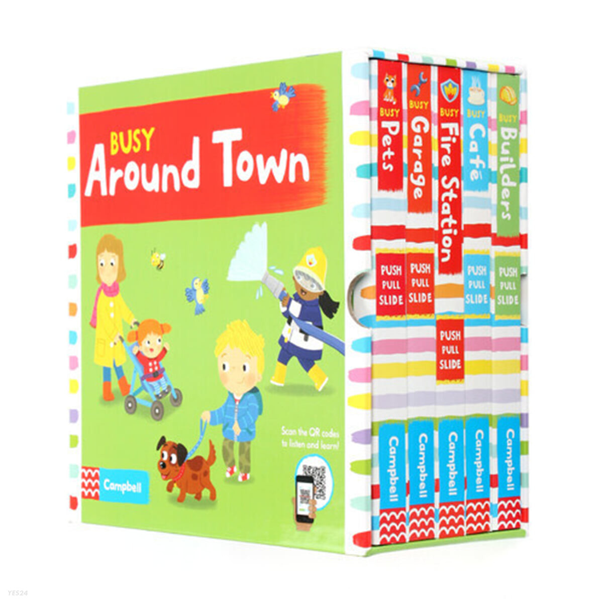 BUSY - AROUND TOWN (with QR) 5-book slipcase (New) (Busy Builders/ Busy Cafe/ Busy Fire Station/ Busy Garage/ Busy Pets)